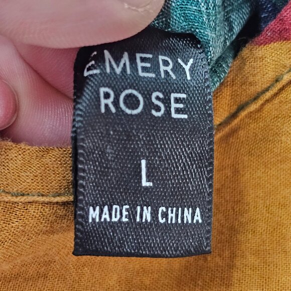 Emery Rose Multicolor Top Shirt Striped Size L Fall Autumn Colors Round Neck - Picture 6 of 9